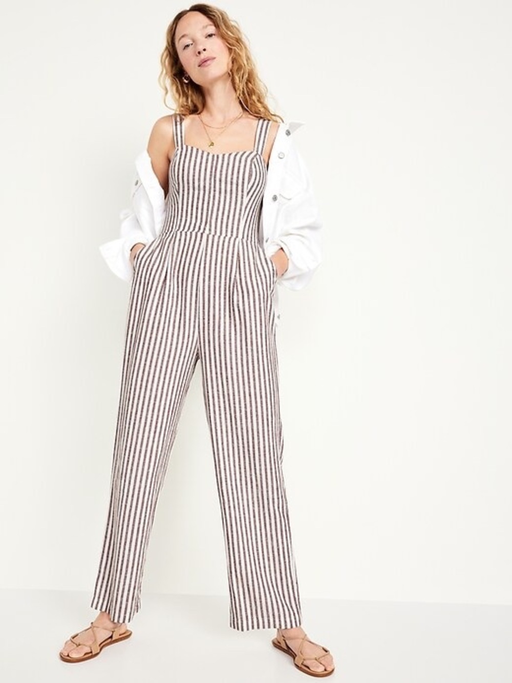 Old Navy Striped Linen-Blend Jumpsuit